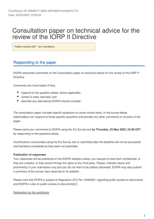 IORP II consultation response for website